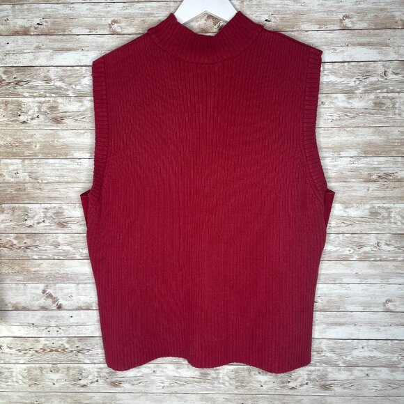 J. Jill XL Button Vest Red Ribbed Cotton Back Polyester Front​​​ - Picture 2 of 10
